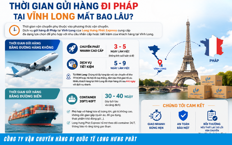 Gửi hàng đi Pháp tại Vĩnh Long
